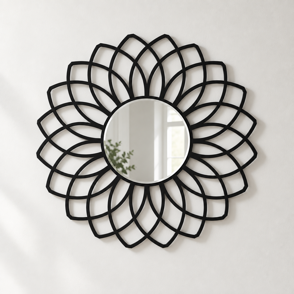 Llave griega redonda decorativa Espejo De Pared – Decoración de pared con espejo clásico moderno