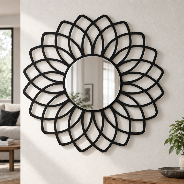 Llave griega redonda decorativa Espejo De Pared – Decoración de pared con espejo clásico moderno