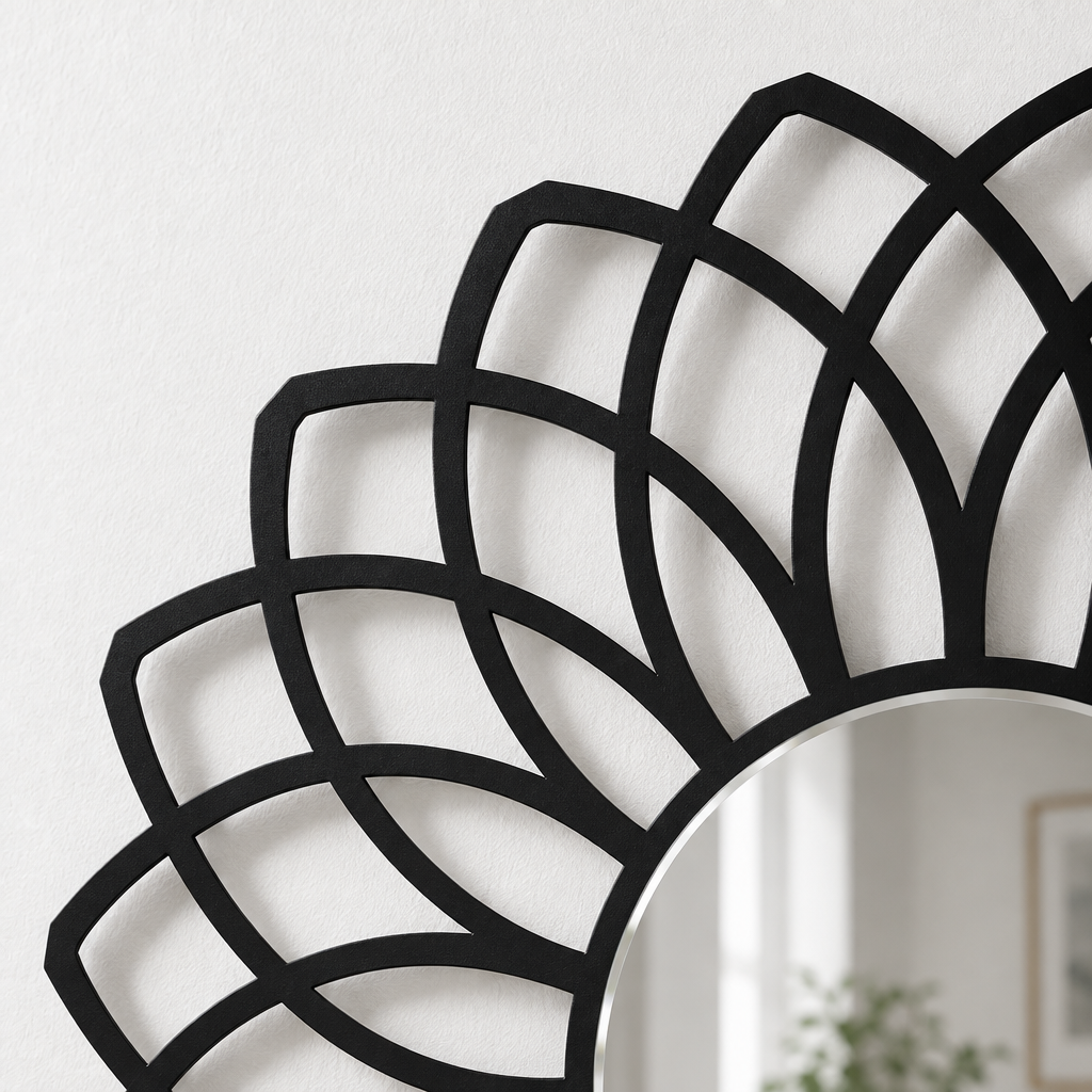 Llave griega redonda decorativa Espejo De Pared – Decoración de pared con espejo clásico moderno
