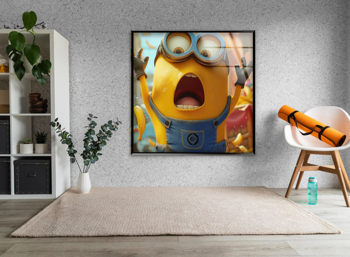 Minion Rush Banana Glass Wall Art, custom glass pictures, glass art prints
