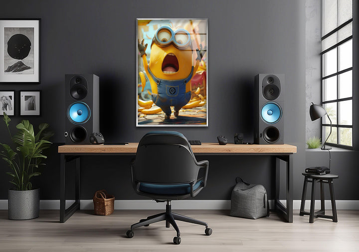 Minion Rush Banana Glass Wall Art, glass pictures for Wall, glass prints wall art