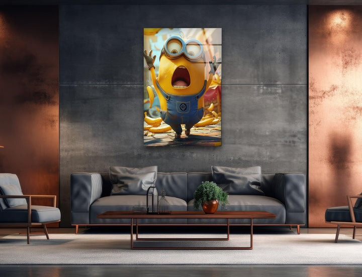 Minion Rush Banana Glass Wall Art, large glass photo prints, glass wall photos