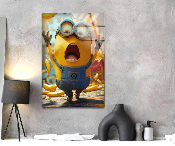 Minion Rush Banana Glass Wall Art, art glass wall art, glass wall art pictures