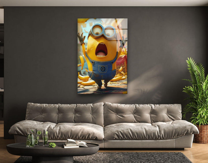 Minion Rush Banana Glass Wall Art,  glass photo prints, glass picture prints