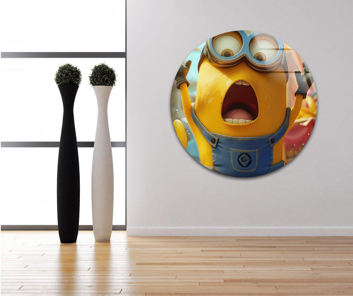 Minion Rush Banana Glass Wall Art, art glass wall art, glass wall art pictures