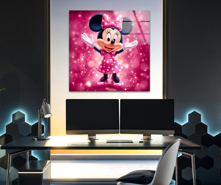 Minnie Mouse Glass Wall Art Glass Printing Wall Art, Print photos on glass
