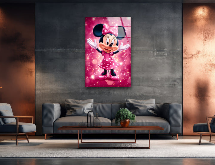 Minnie Mouse Glass Wall Art photo print on glass, prints on glass wall art
