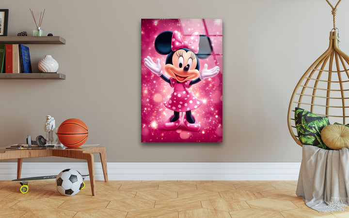 Minnie Mouse Glass Wall Art picture on glass wall art, photos printed on glass
