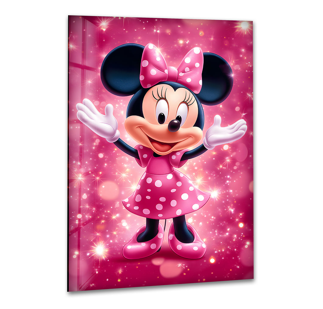 Minnie Mouse Glass Wall Art print picture on glass, Tempered Glass Wall Art
