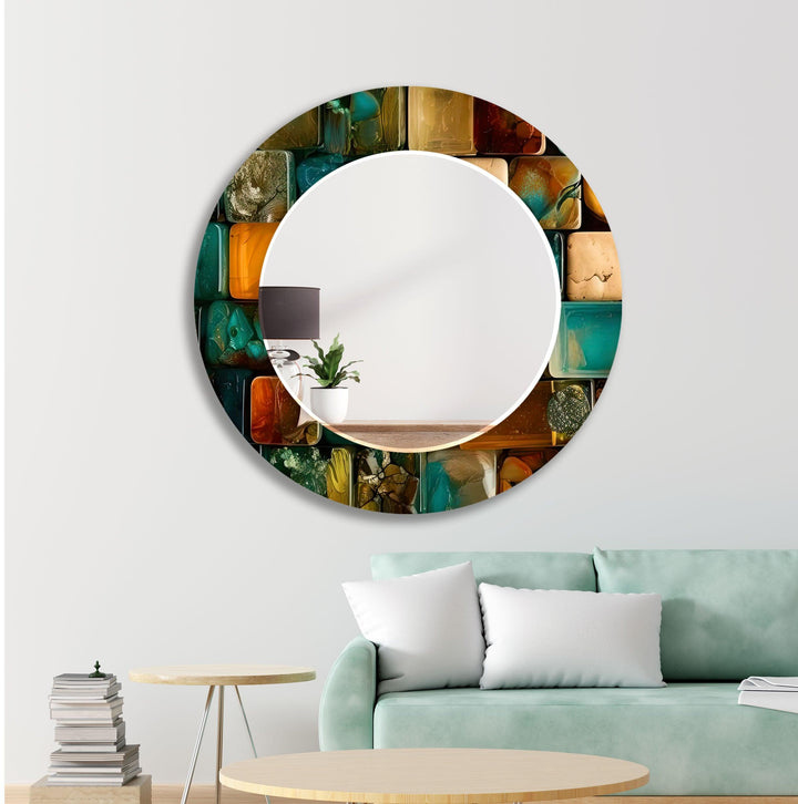 Stained Oil Art Colorful Wall Mirror Large Wall Mirror
