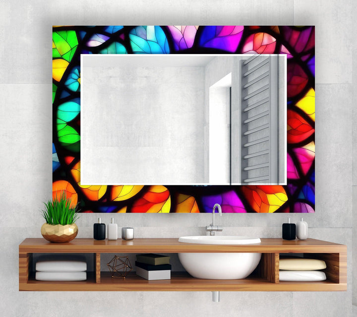 Colored Abstract Wall Mirror Bathroom Mirrors
