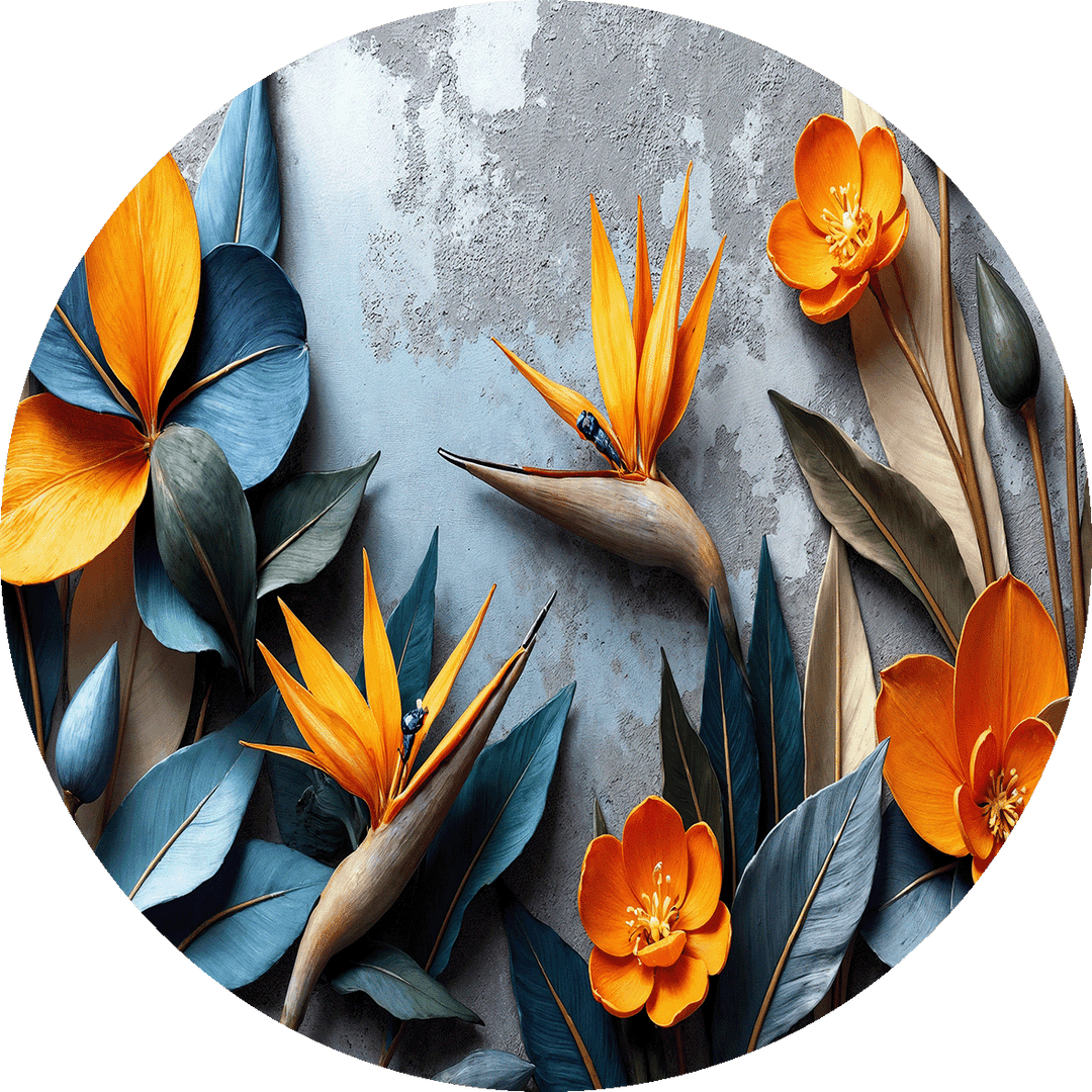 Tropical Bloom Harmony – Artistic Floral Sculpture Glass Wall Art