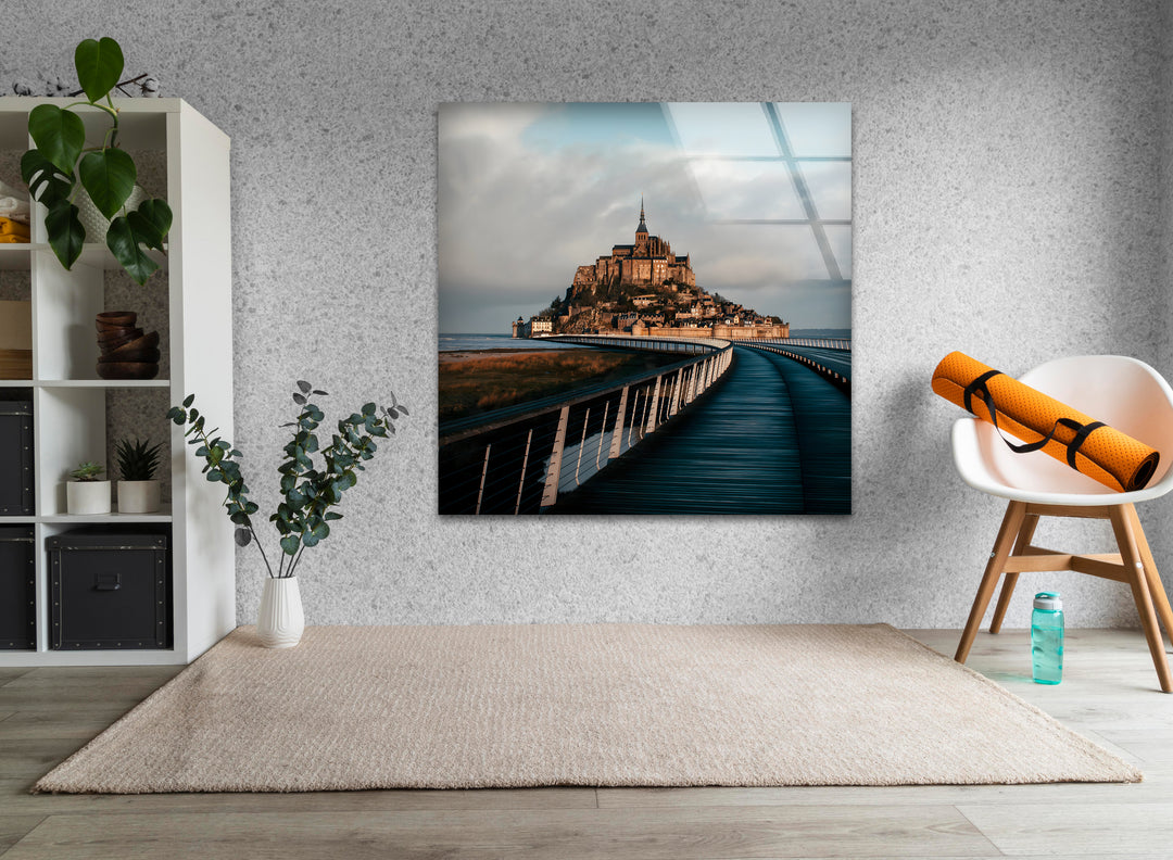 Mont Saint-Michel Glaswandkunst – Malerische Aussicht auf das berühmte französische Wahrzeichen