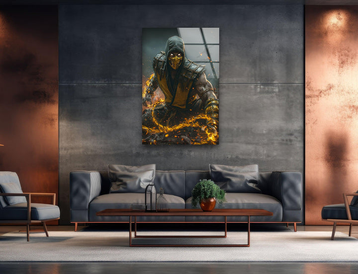 Mortal Kombat Scorpion Tempered Glass Wall Art Designs