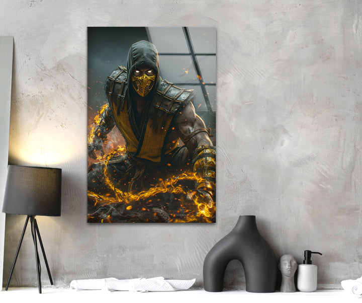 Mortal Kombat Scorpion Glass Wall Decor for Homes