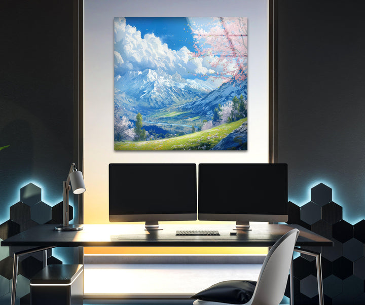 "Modern and durable: Made with 4mm tempered glass, this mountain landscape wall art is built to last while adding sophistication to your space."

