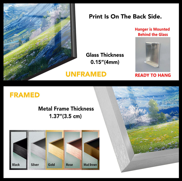 Atemberaubende Berglandschaft Glaswandkunst - Modernes Wohndekor