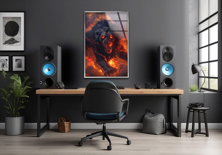 Nemea Lion Glass Wall Art, glass image printing, glass prints from photos