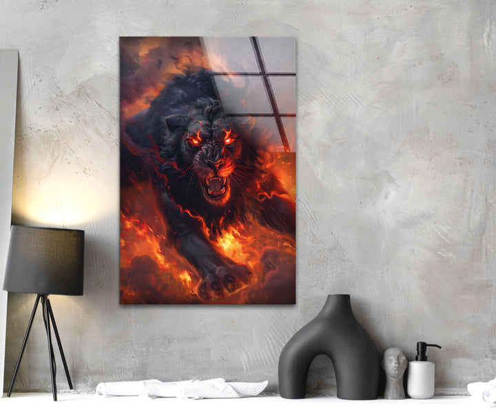 Nemea Lion Glass Wall Art, custom glass photo prints, large glass prints
