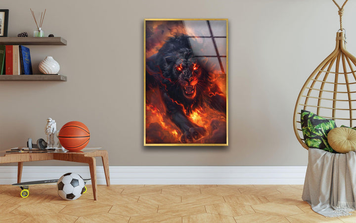 Nemea Lion Glass Wall Art, glass pictures for Wall, glass prints wall art