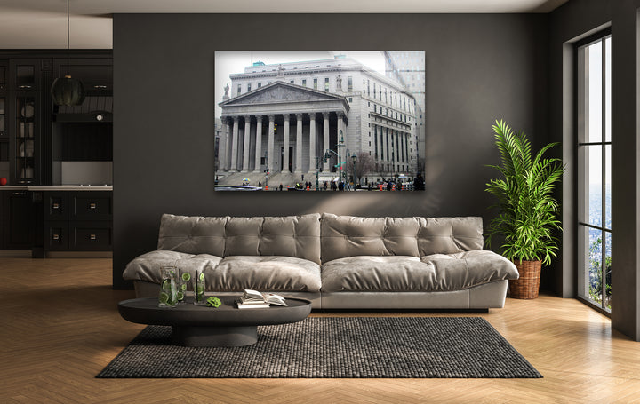 Glaswandkunst des Obersten Gerichtshofs von New York – Kultiges Wahrzeichen von Manhattan
