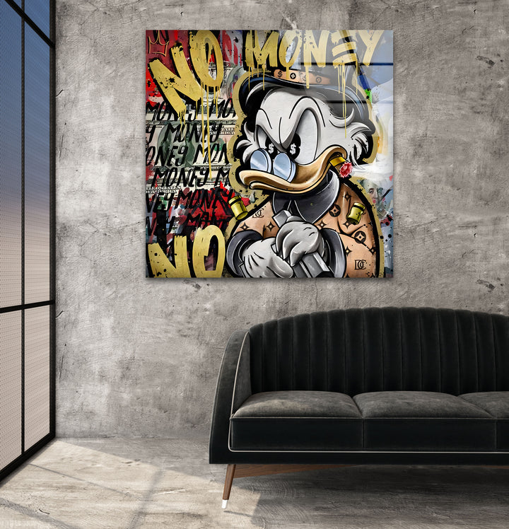 No Money Duck Glass Wall Art custom glass photo prints, large glass prints

