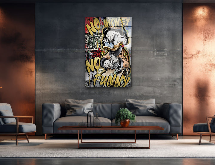 No Money Duck Glass Wall Art photo print on glass, prints on glass wall art
