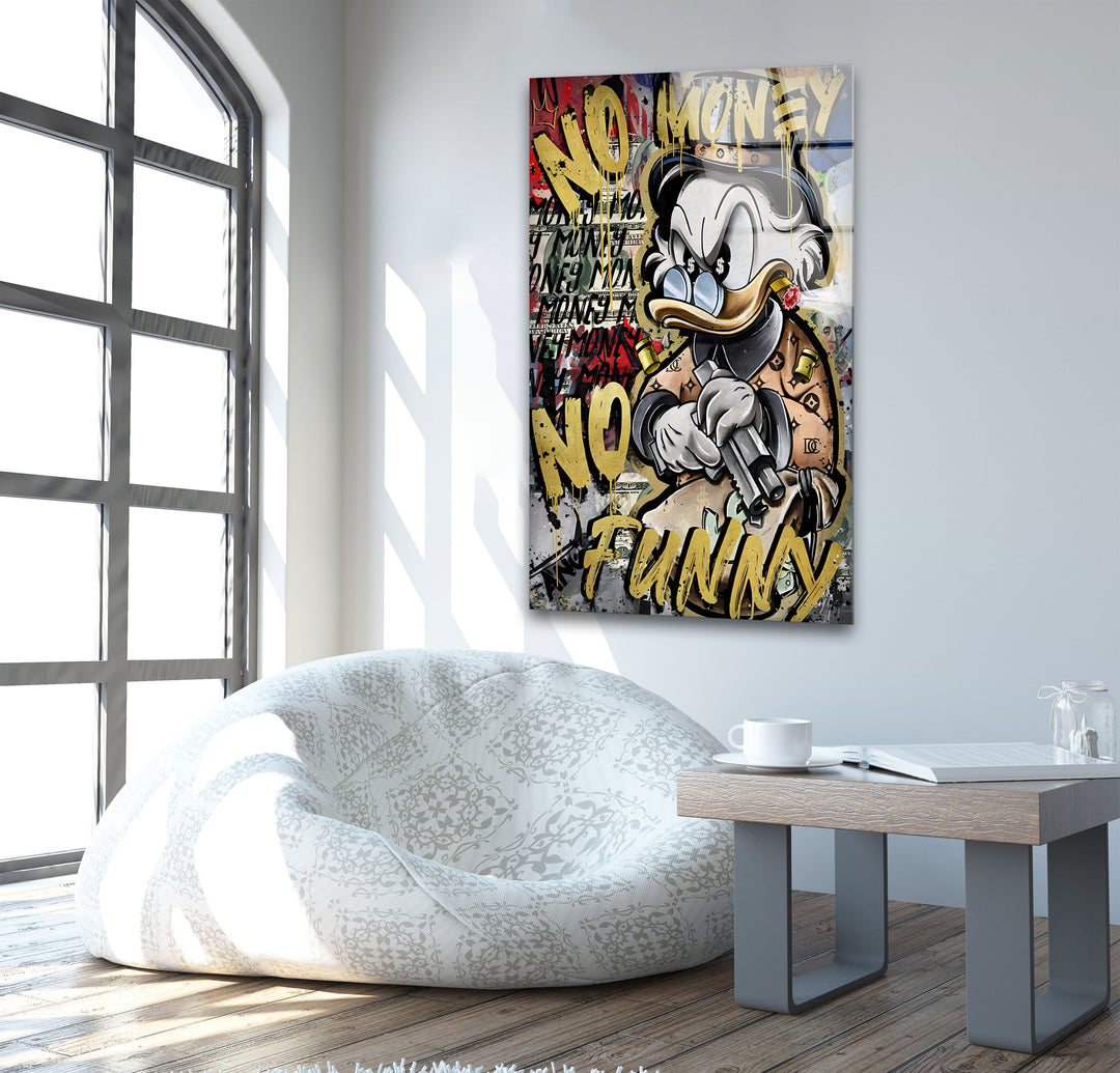 No Money Duck Glass Wall Art Glass Printing Wall Art, Print photos on glass
