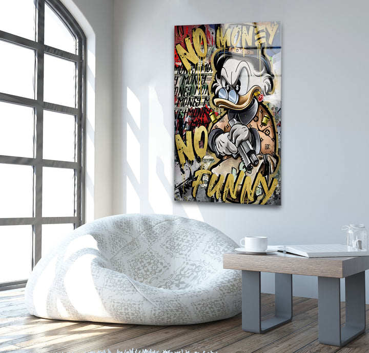 No Money Duck Glass Wall Art Glass Printing Wall Art, Print photos on glass
