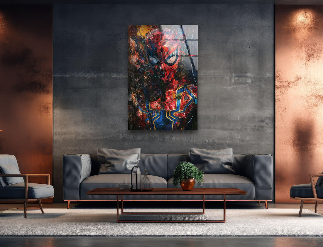 Oil Painting of Spider Man Photographs on Glass Prints