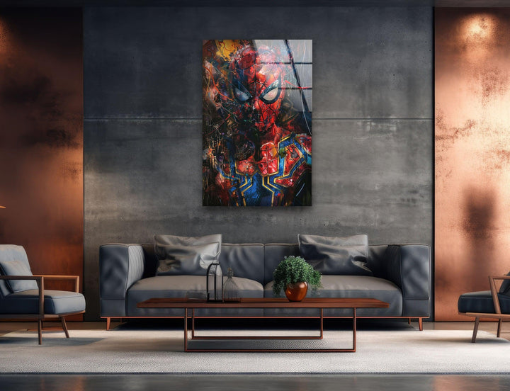 Oil Painting of Spider Man Photographs on Glass Prints