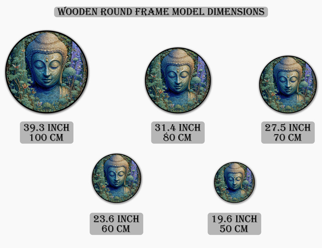 Forest Tranquility – Emerald Buddha Round Oil Painting