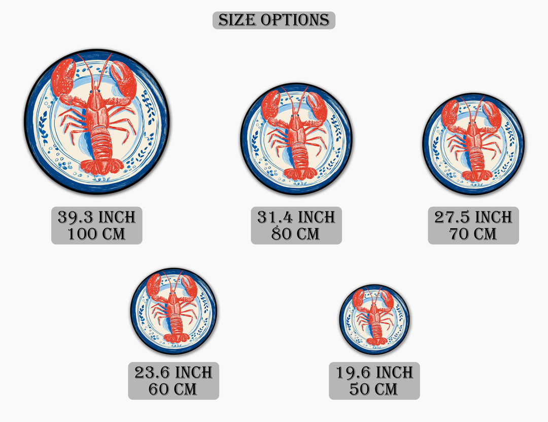 Red Lobster Plate Style Round Canvas Print – Coastal Kitchen Wall Art