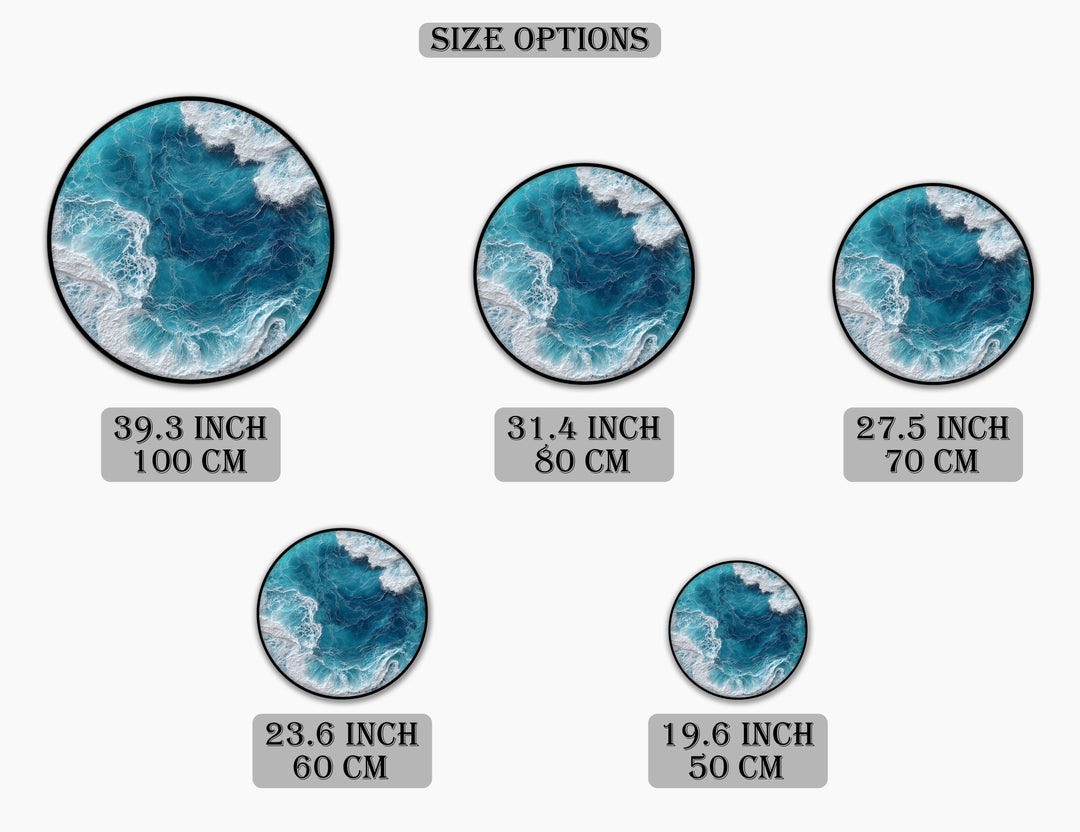 Ocean Wave Aerial Round Canvas Print – Turquoise Sea Wall Art