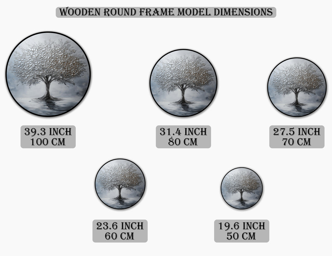Silver Serenity – Monochrome Tree Reflection Oil Painting