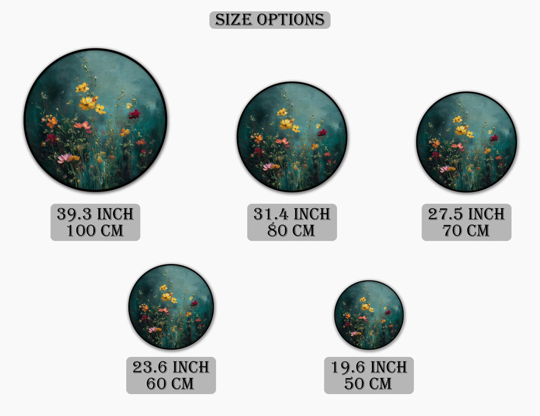 Wild Meadow Bloom Round Canvas Print – Colorful Floral Wall Art