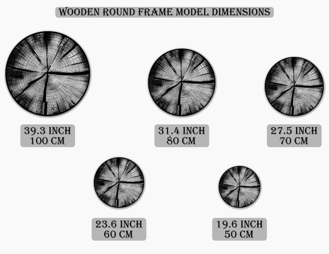 Monochrome Tree Rings – Modern Minimalist Round Oil Painting on Wood