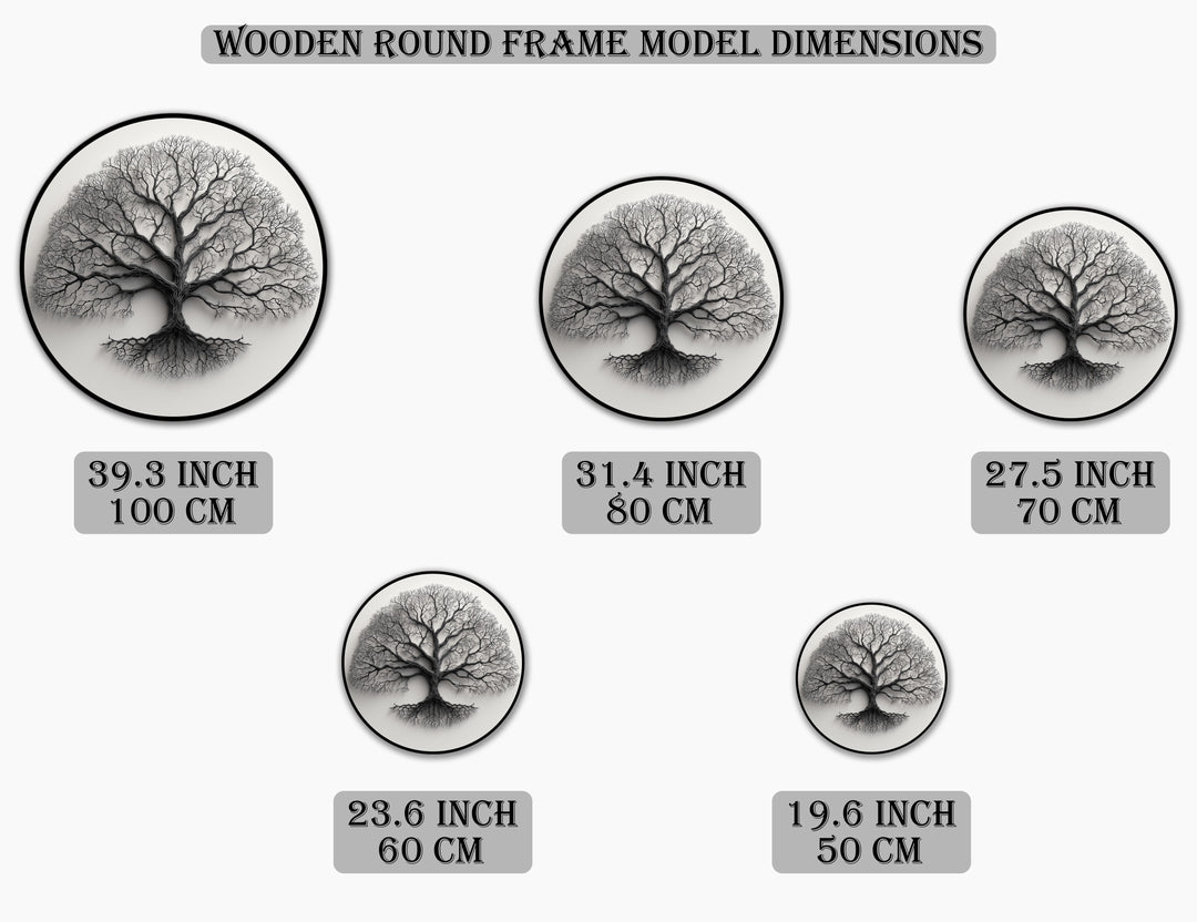 Silueta de árbol monocromática minimalista redonda Cuadro al óleo