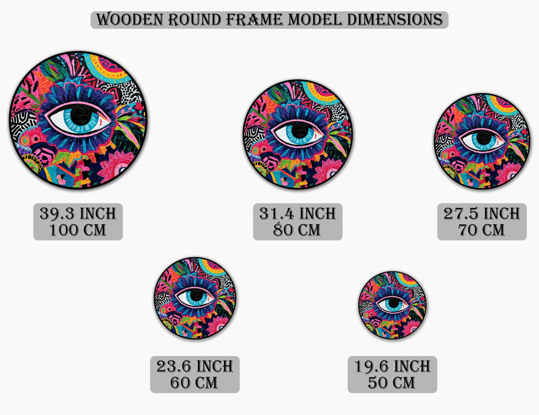 Vivid Mystic Eye – Colorful Abstract Round Oil Painting