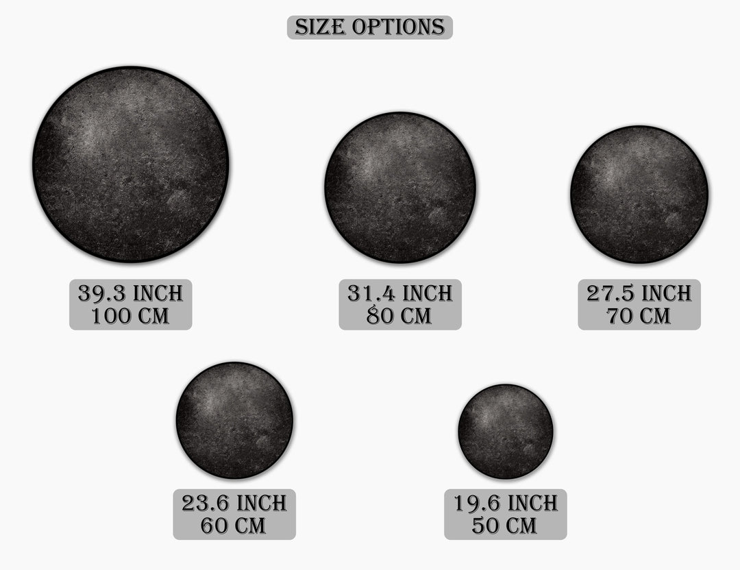 Dark Textured Minimal Round Canvas Print – Modern Black Wall Art