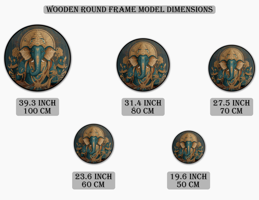 Turquoise Majesty – Royal Ganesha Round Oil Painting