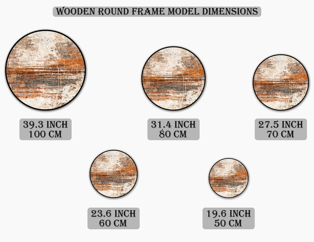Rust Horizon Texture – Earthy Abstract Round Oil Painting