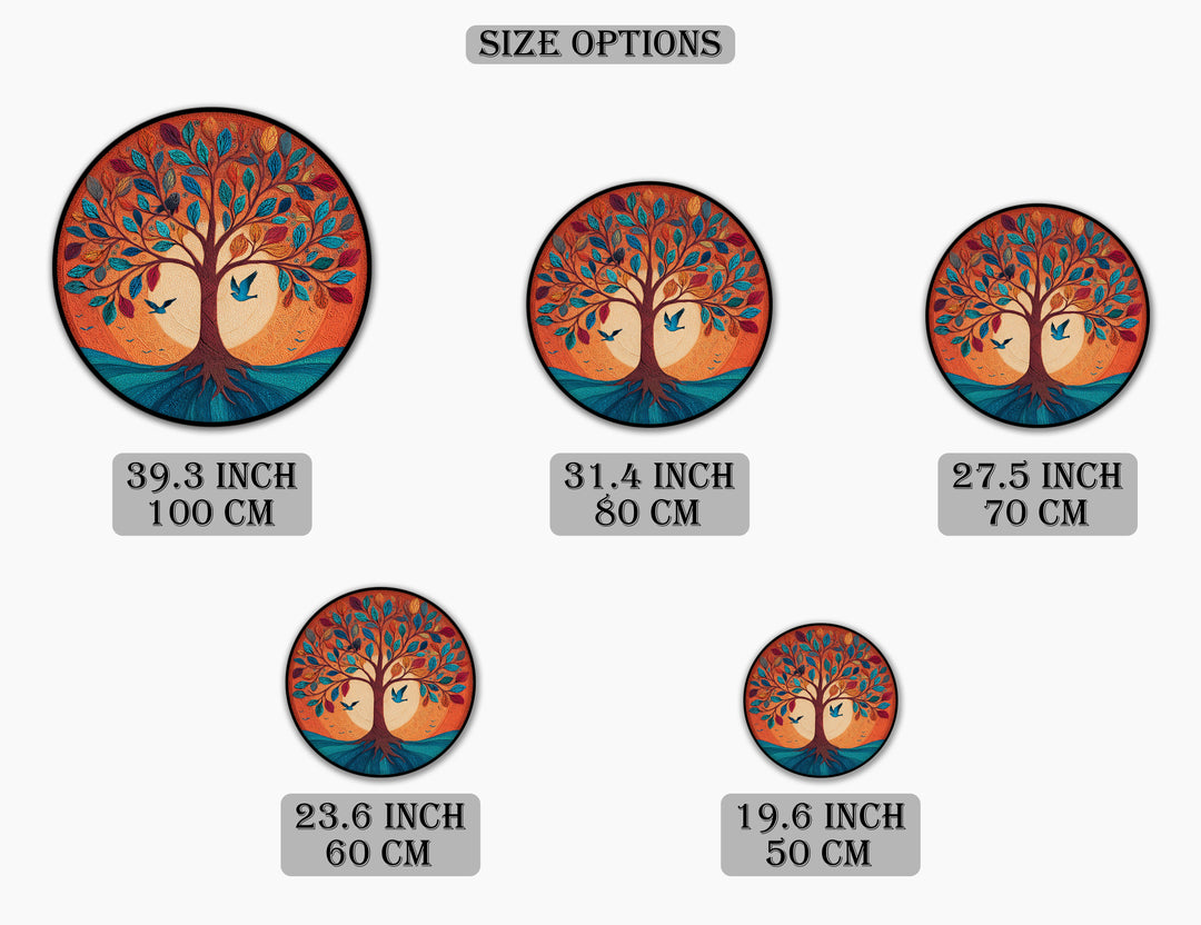Vibrant Tree of Life Round Canvas Print – Colorful Nature Art