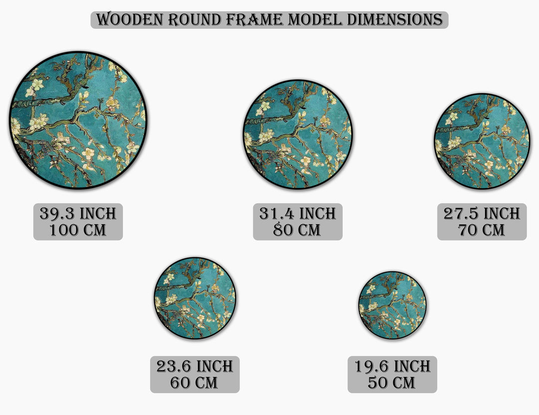 Blossoming Sky – Almond Branches Round Oil Painting