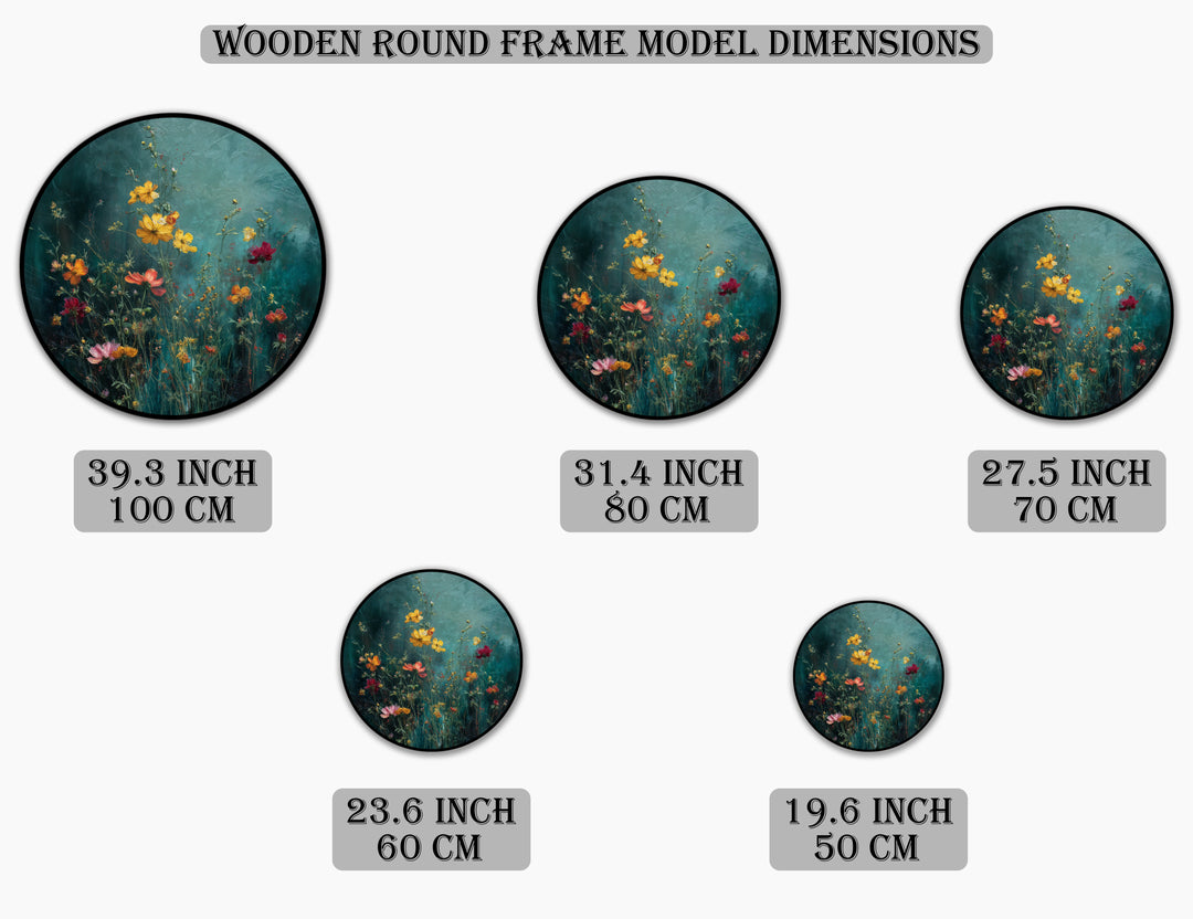 Whispering Meadow – Wildflower Garden Round Oil Painting