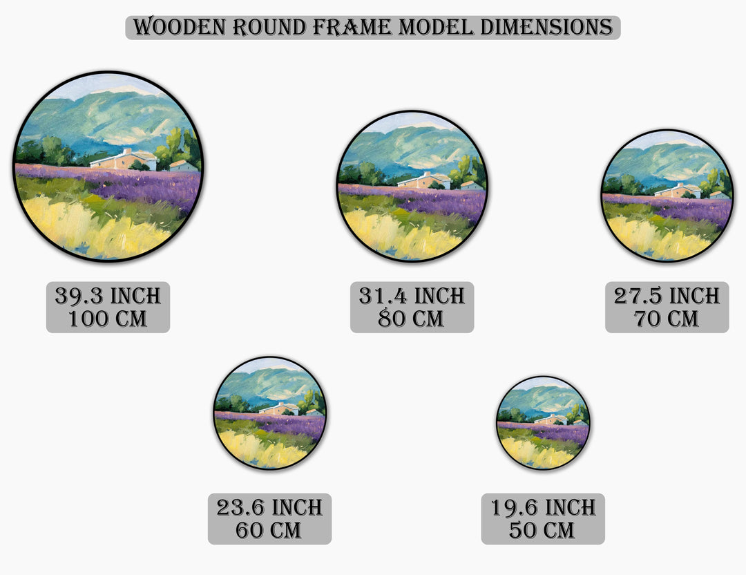 Lavender Horizon Retreat – Provence Landscape Round Oil Painting