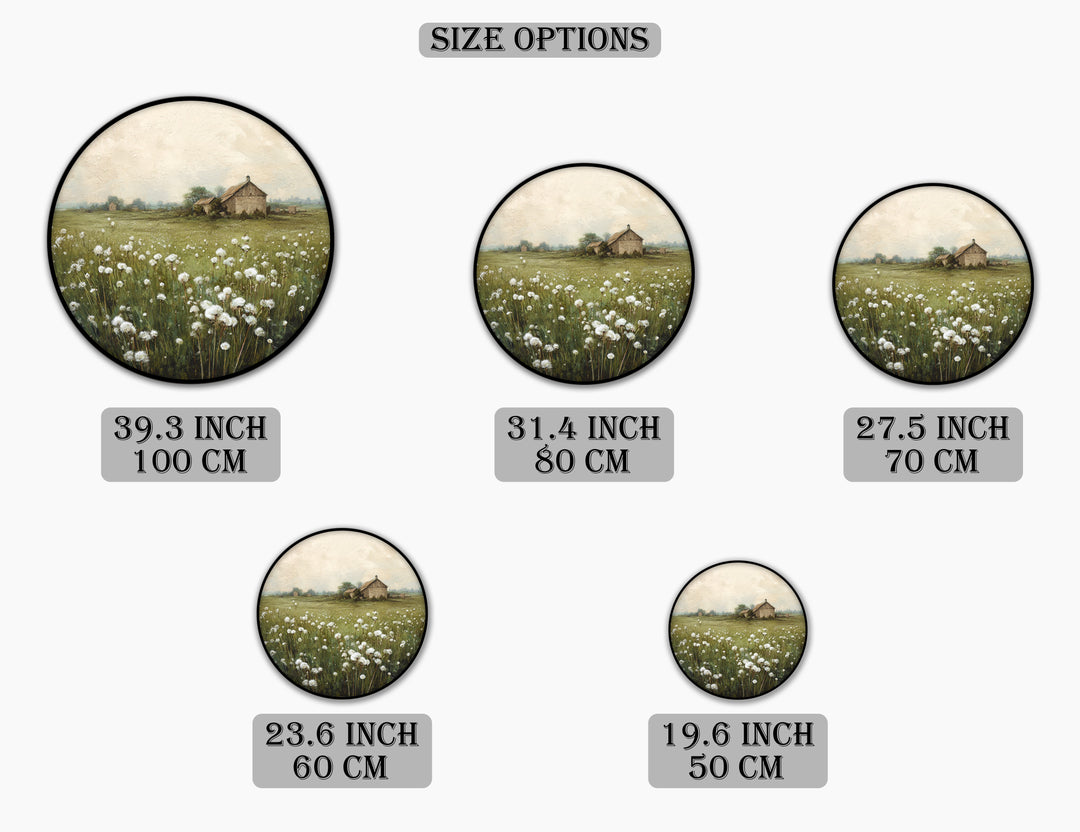 Rustic Barn Round Canvas Print – Nature Landscape Wall Art