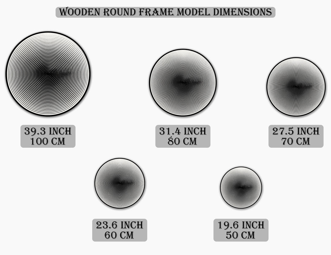 Hypnotic Lines – Minimalist Round Wooden Oil Painting Wall Art