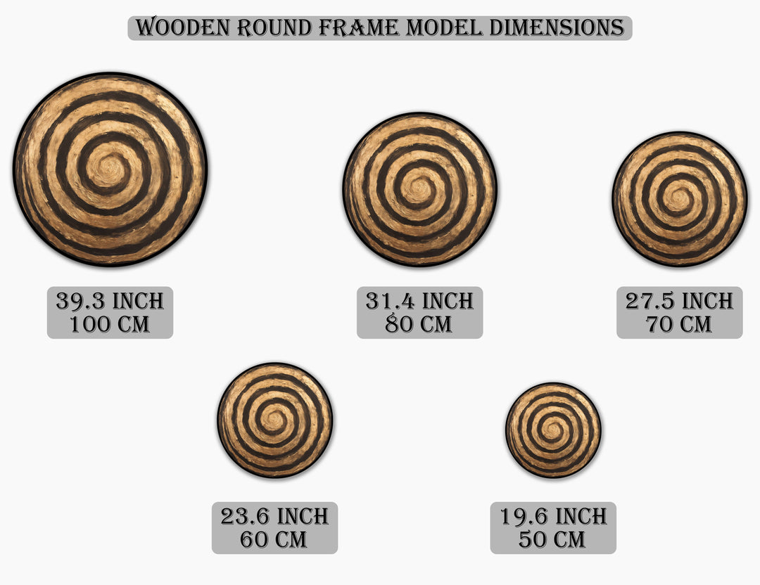 Ondulation dorée–Bois rond abstrait Tableau Peinture à l’huile Art mural