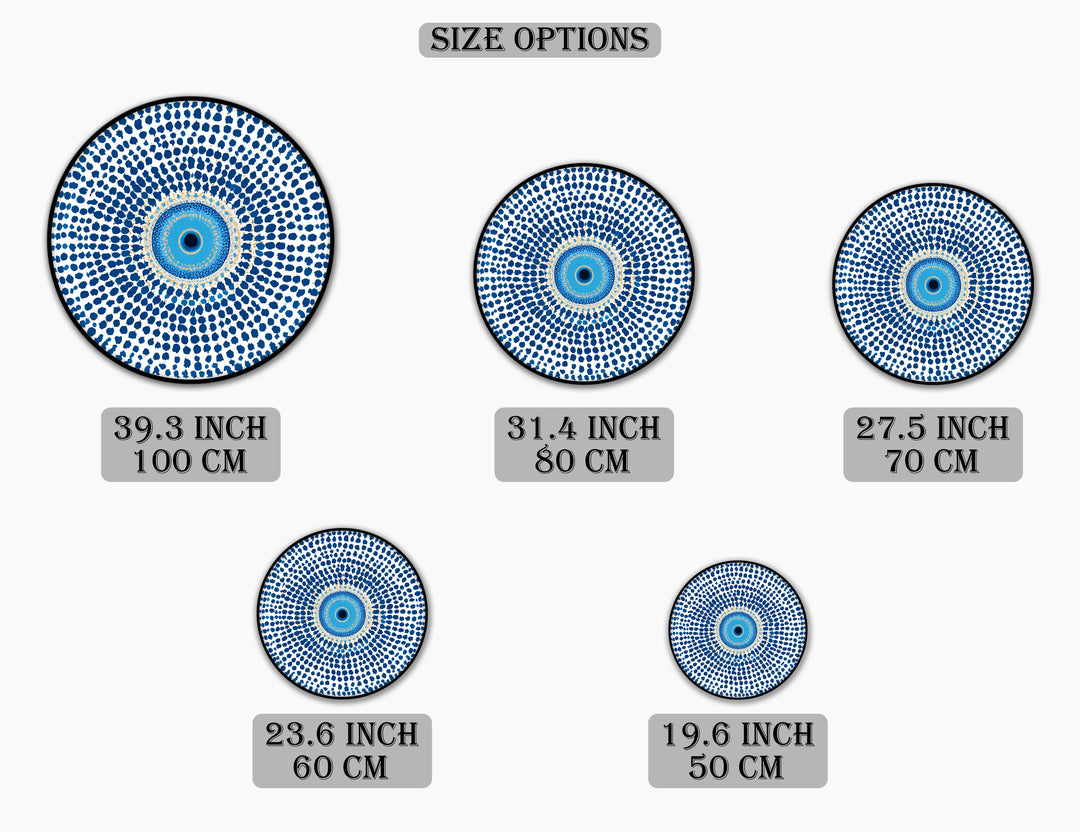 Tableau rond Mandala Œil bleu maléfique–Symbole protecteur
